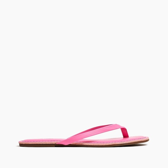 J. CREW Easy Summer Flip-Flops Pink Thong Sandals Padded Foot Bed Neon Tulip - Picture 3 of 8